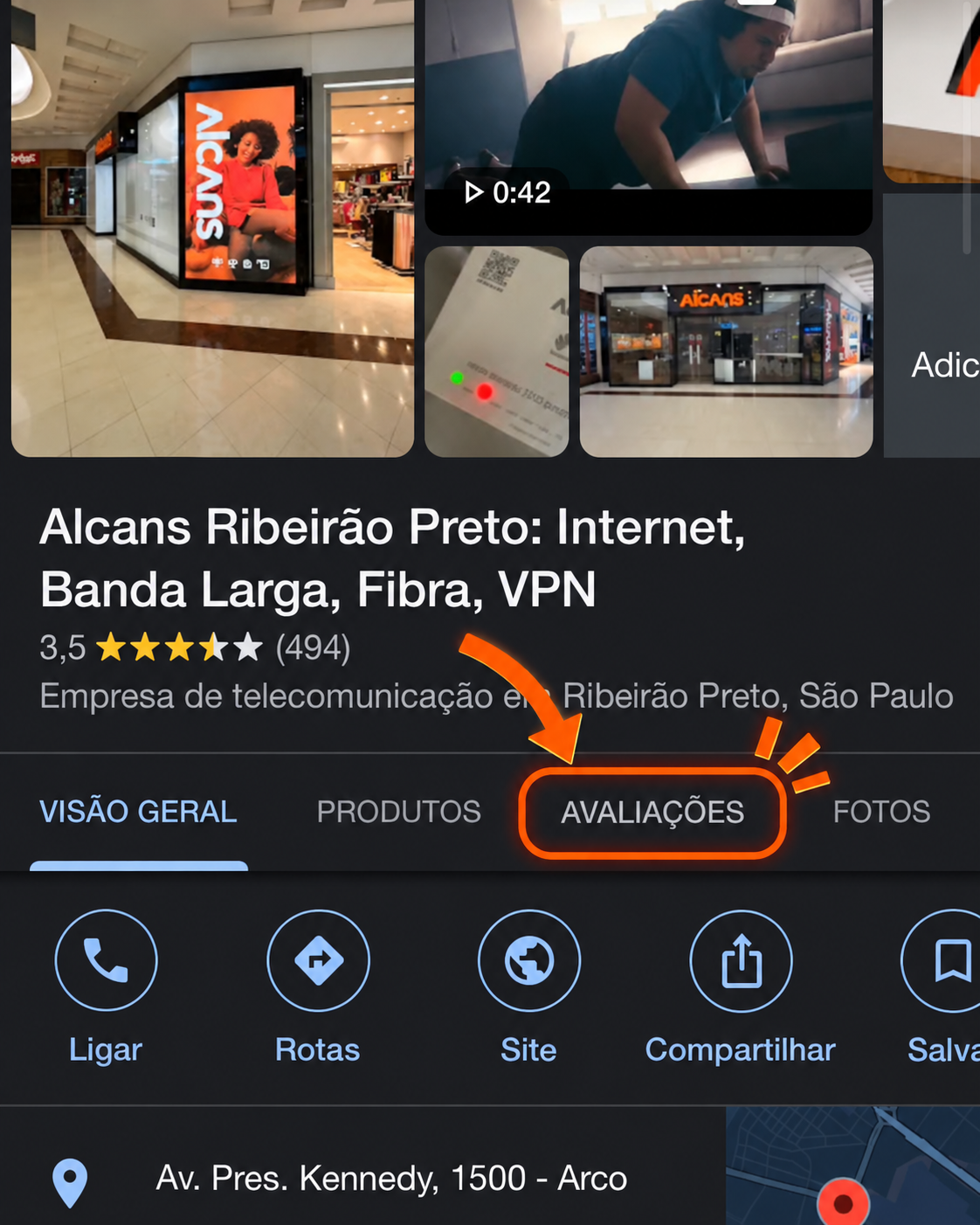 Passo 2 para avaliar a Alcans no Google