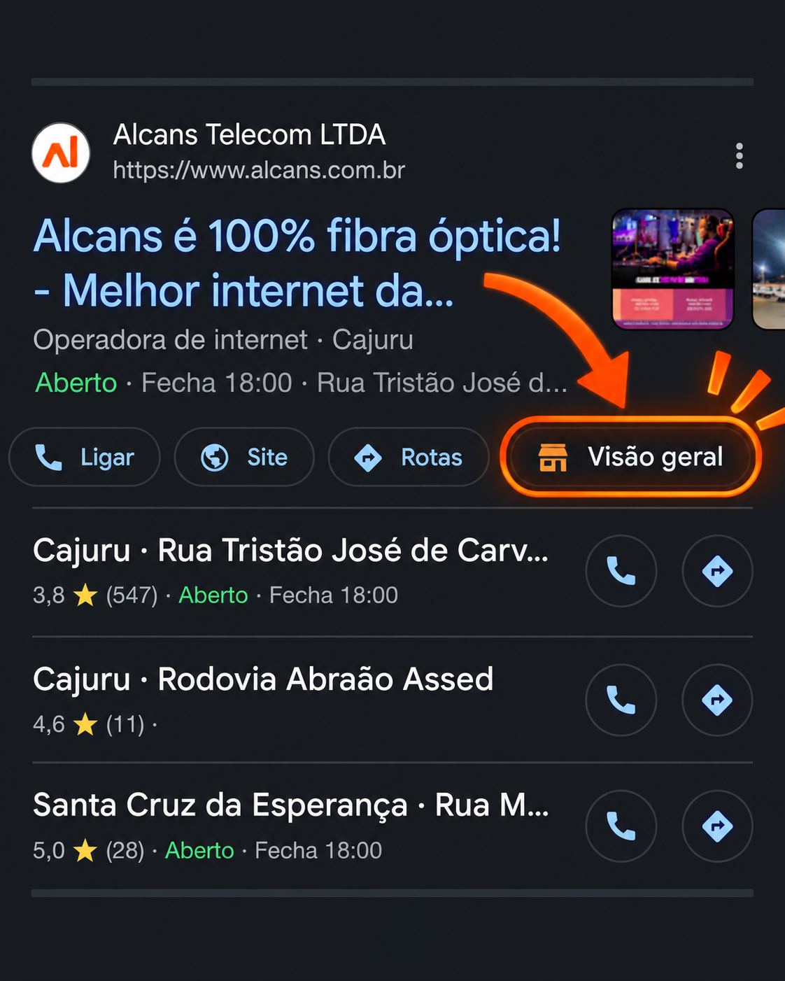 Passo 1 para avaliar a Alcans no Google